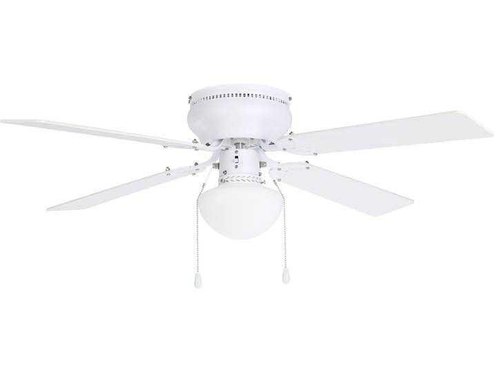 EGLO Deckenleuchte CAGLIARI , weiß (weiß matt), 1, Ø 106,6cm H: 29,5cm, 1 Stk., Leuchten, Deckenventilator Cagliari, 4 Flügel Ventilator mit Zugkette, Deckenleuchte
