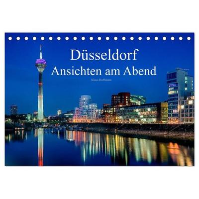 Düsseldorf - Ansichten am Abend (Tischkalender 2027 DIN A5 quer), CALVENDO Monatskalender