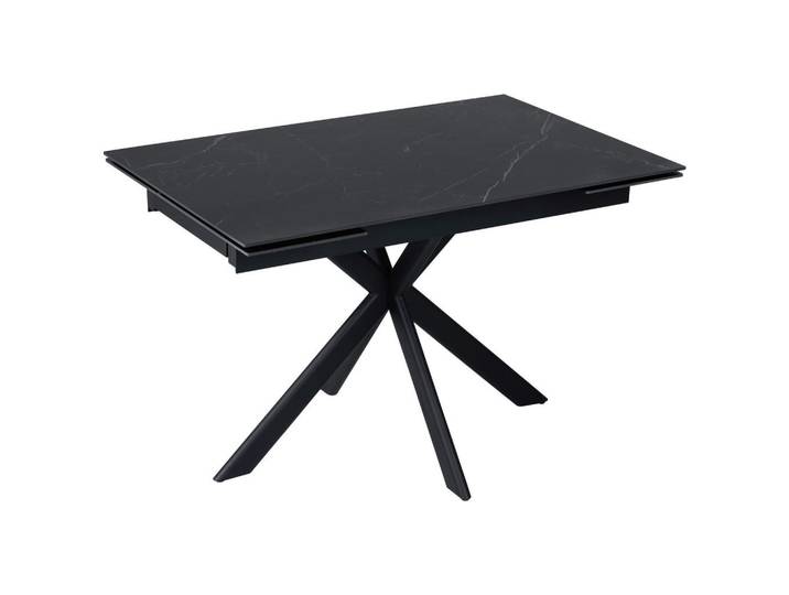 Belluti Esstisch, Schwarz, Metall, Keramik, rechteckig, Flachrohr, 80x76x120-179 cm, ausziehbar, Esszimmer, Tische, Esstische, Esstische ausziehbar