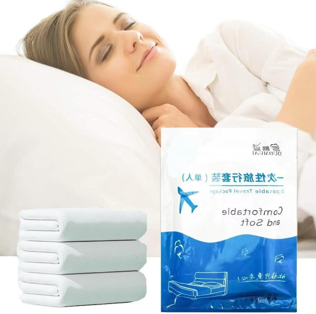 Wegwerp Beddengoed Set Twin XL - Wit - Hygiënische Reis Laken Set