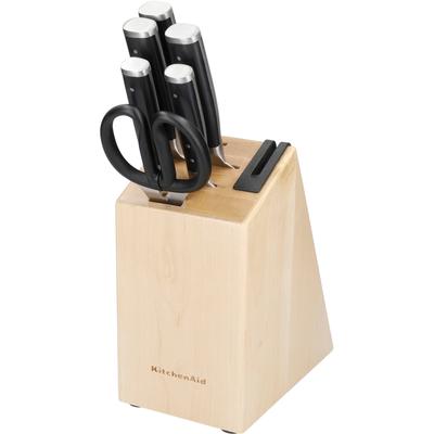 Messerblock KITCHENAID "Classic", braun (buchenholzeffekt), B:19cm H:34cm L:12cm, Messerblöcke, Messerblock, Messer japanischer Kohlenstoffstahl, inkl. integrierter Messerschärfer