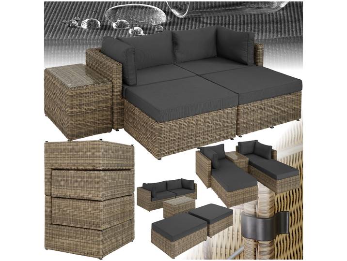 Rattan Lounge mit Aluminiumgestell San Domino - natur