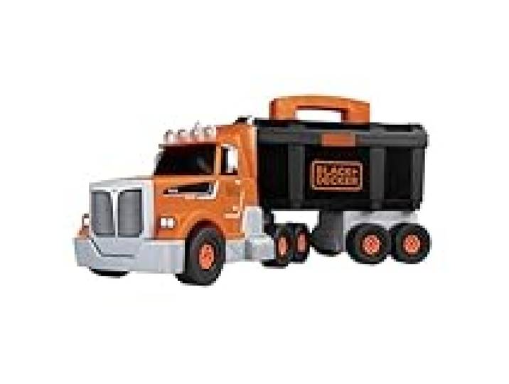 Smoby - Black+Decker - Camion Bricolo - Accessoires Inclus - Remorque - Poignée de Transport - Construction de Grue - A Partir de 3 Ans