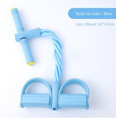 Healfit Counter Multi Functional Six Tube Pedal Tensioner, Elastic Band Tension Rope, Yoga And Abdominal Strengthening Fitness Equipment blue