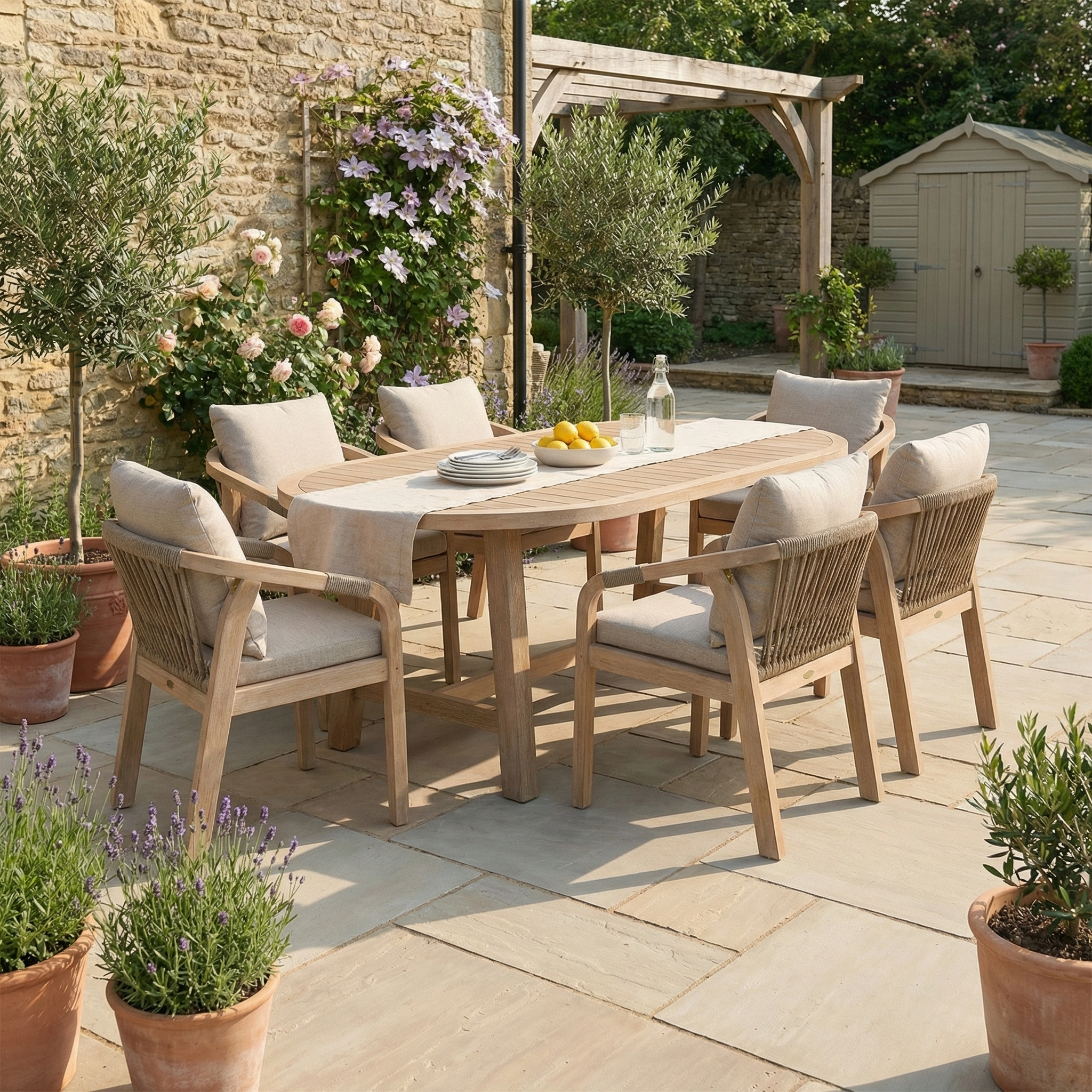 Harbour Lifestyle Quay 6 Seat Oval Dining Set in Mocha