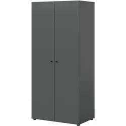 KLEIDERSCHRANK grau 2-türig 80 cm, Drehtürenschrank mit zusätzlichen Einlegeböden
