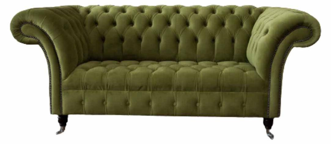 Chesterfield 2-zits stoffen bank in het groen