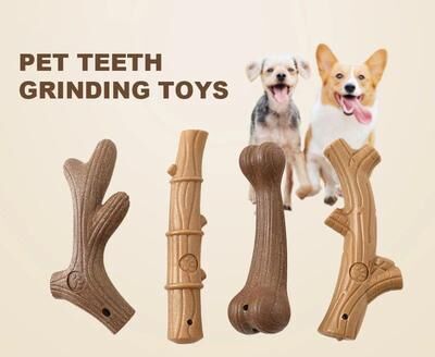 Inspire Select Bamboo Dog Dental Chew Bone Interactive Teeth Grinding & Cleaning Training Toy brown Bone l