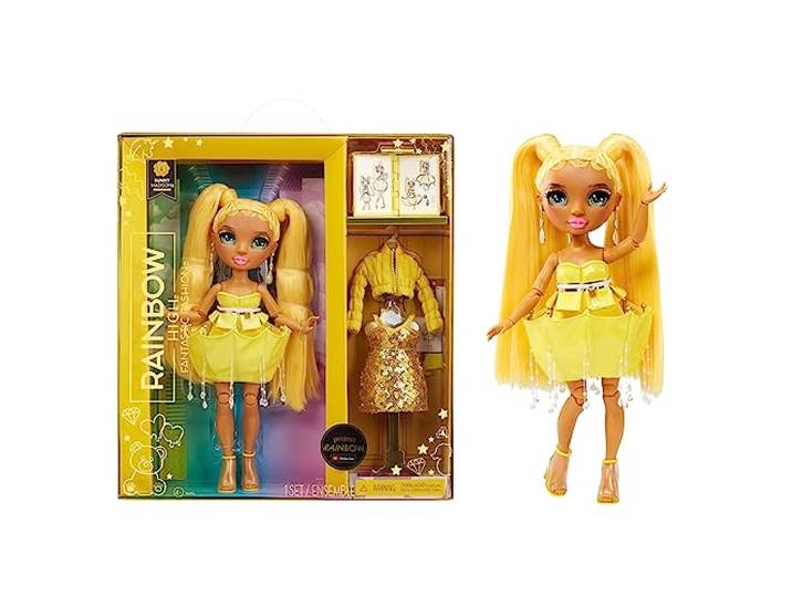 Rainbow High Fantastic Fashion Puppe - Sunny Madison - Gelbe Modepuppe und Spielset mit 2 Outfits & Modeaccessoires - Für Sammler und Kinder von 4-12 Jahren