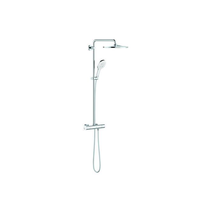 Grohe Rainshower Duschsystem 26647LS0 moon white, mit AP-Thermostat, Duscharm 45cm schwenkbar