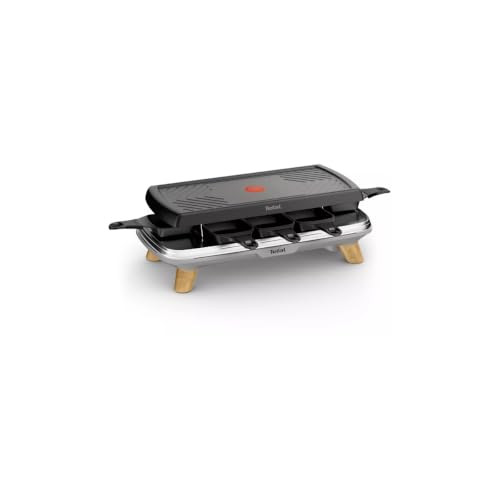 Tefal RE610D 3in1 Raclette Set voor 8 personen in Zwart, RVS en Hout