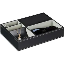 Relaxdays Schmucktablett in Lederoptik Grau,Schwarz