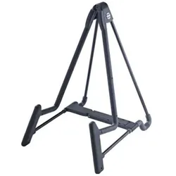 K&M 17581 Heli Gitarrenständer Schwarz mit Fussbank (E-Gitarre), Instrumentenständer + Halter, Schwarz