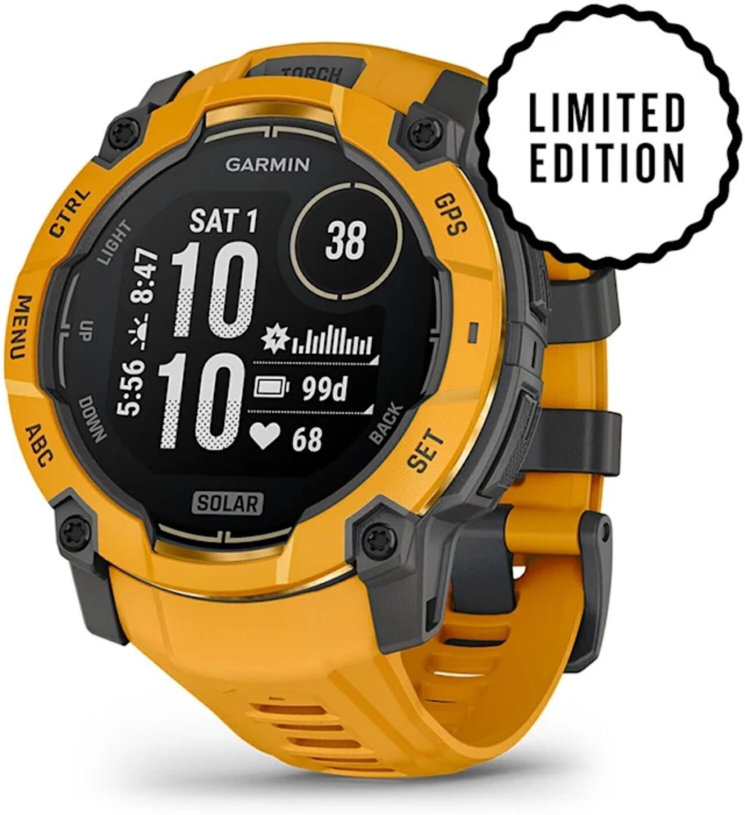 Garmin Instinct 3 Solar, 50mm, auringonkeltainen, GPS-älykello, 010-02935-02