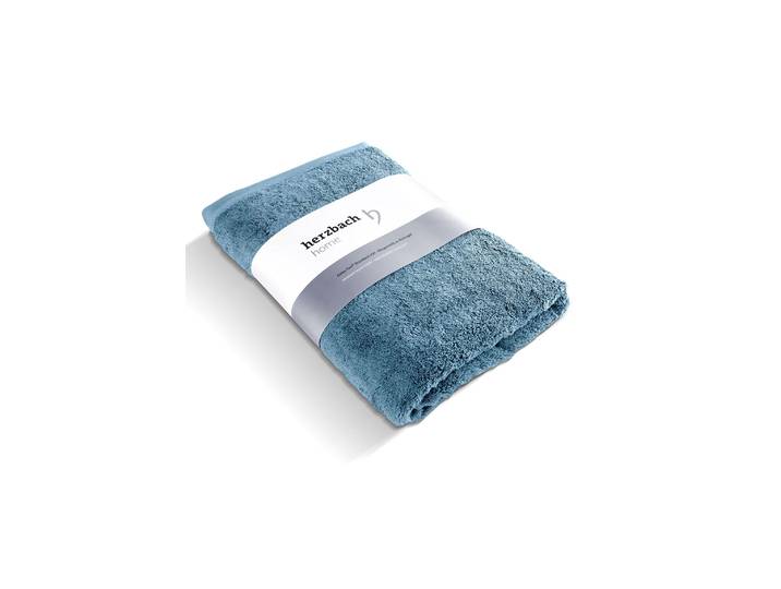 Badetücher HERZBACH HOME Pura , blau, 1 Stk., Obermaterial: 100% Baumwolle CO., Handtücher, Badetücher, 550g/m², Premium-Qualität, 100% Baumwolle, einfarbig