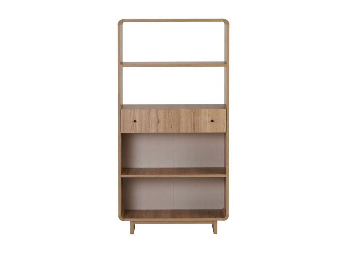 Étagère 1 tiroir aux bords arrondis en bois h153cm - bois clair