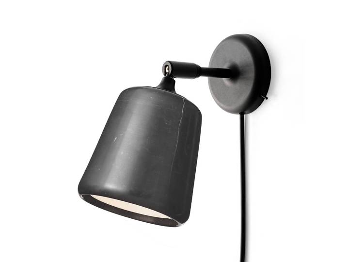 Design wandlamp Material The Originals, dimbaar, zwart, Woon-/ Eetkamer, Steen, Design, Wandlamp design