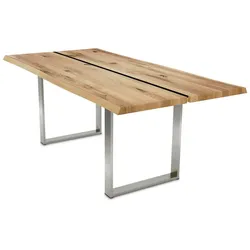 BAUMKANTENTISCH Dannie 5 200x74x100 Massivholztisch Wildeiche geölt