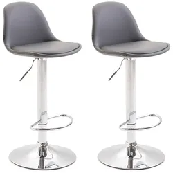 CLP 2er Set Barhocker Kiel Kunstleder grau/chrom