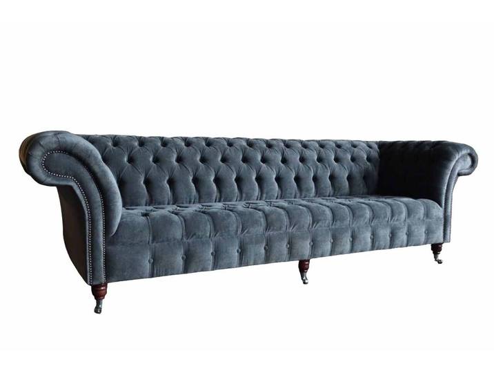 Xlmoebel Chesterfield-Sofa Modernes graues Viersitzer Sofa aus Stoff, Sofa 1 Teile, Made in Europa