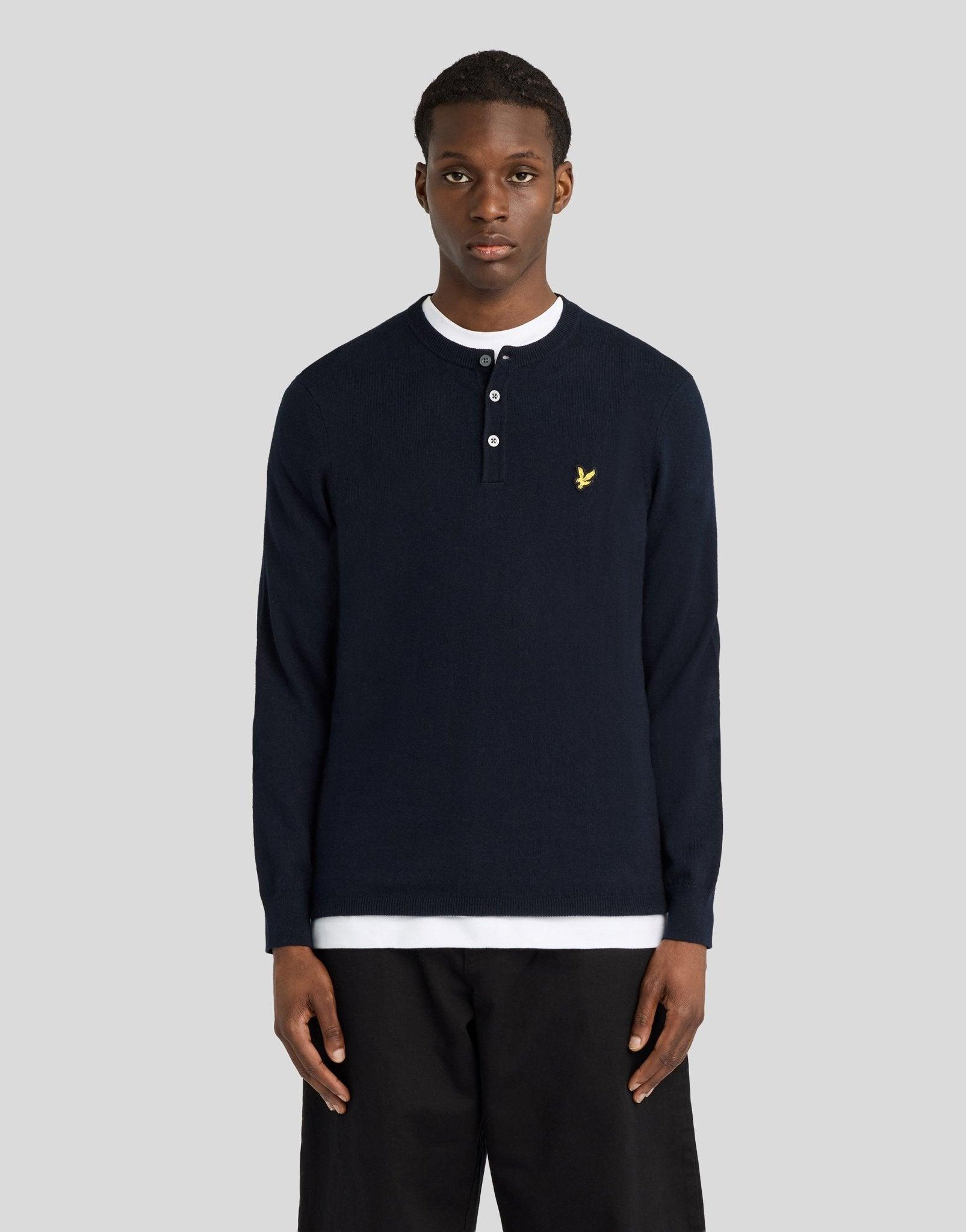 Cotton Merino Henley Pullover