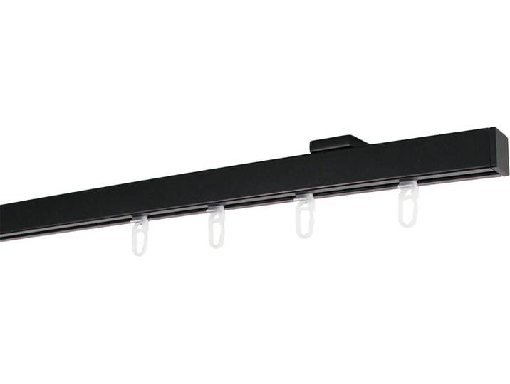 Gardinenstange GARESA Nora , schwarz, L:170cm Ø:20mm, Aluminium, Gardinenstangen, Gardinenstange, Vorhanggarnitur, einfache Montage an die Decke, verlängerbar, Kappe
