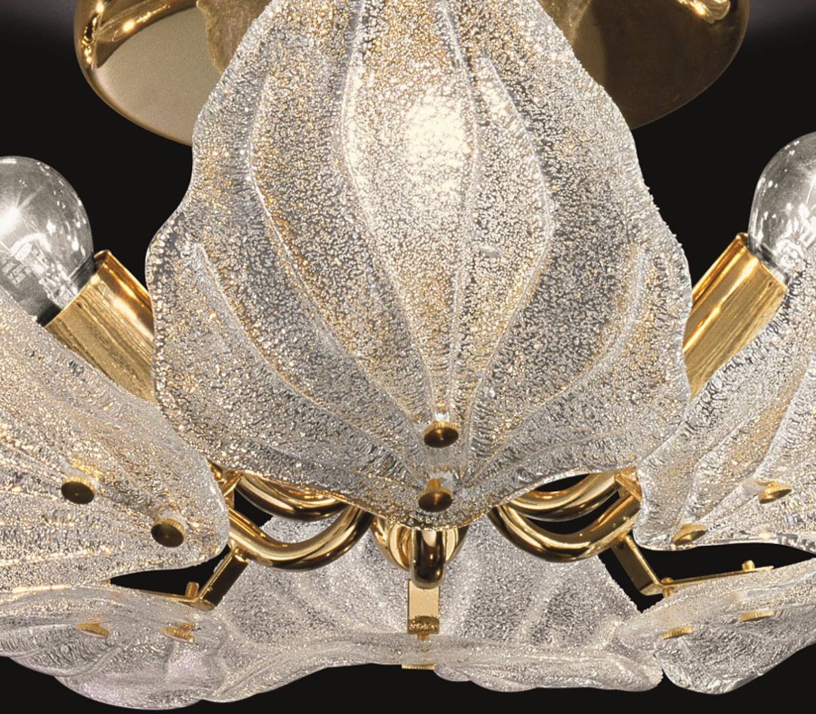 Novaresi Ceiling Light FOGLIE, dimmable, Brass / gold, Living / Dining Room, Glass, Ceiling Light