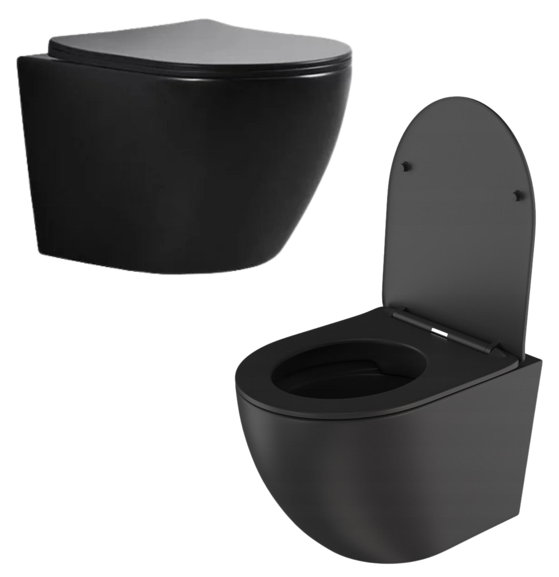 Granitan - WC-Set - Hänge-WC - Schwarz - spülrandlos - Bad - VIA