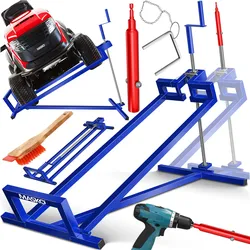 MASKO® XXL Rasentraktorheber 450 kg Hebevorrichtung Hebebühne Aufsitzmäher – Rasentraktor Heber, 45° verstellbar, universal Reinigungshilfe mit Zubehör & Adapter (je nach Wahl)