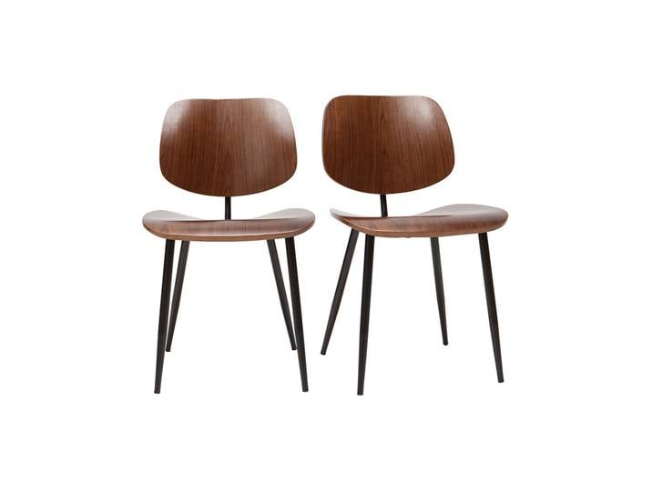 Stühle TOBIAS dunkles Holz und schwarzes Metall (2er-Set)