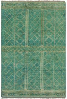 Treasured Knots Modern Balochi Castaneda Blue/Beige Hand Knotted Wool Rug - 3'3'' x 5'0''