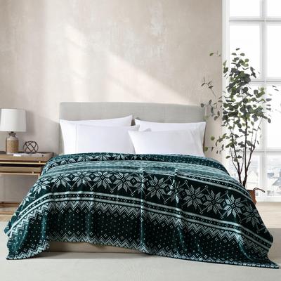 Nautica Plaid Ultra Soft Plush Green Fleece Lightweight Cozy Throw Blanket