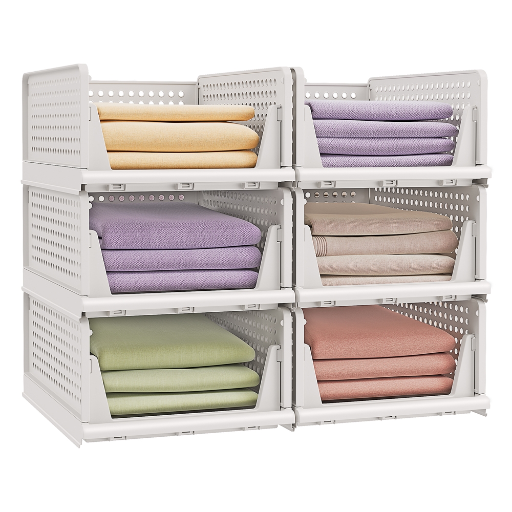 SONGMICS 6er Set Stapelbare Schrank Organizer LPC600WZ01
