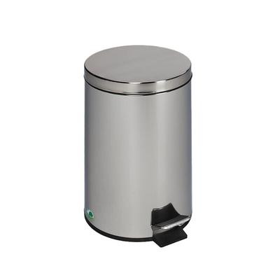 PROREGAL Robuster Tretabfallsammler mit Fußpedal & Inneneimer mit Griff | 5 Liter, HxBxT 28,5x20,5x20,5cm | Edelstahl | Silber | Mülleimer Abfalleimer