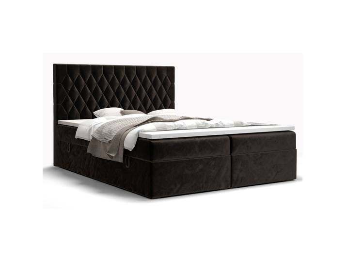 Doppelbett, Schwarz, 160x200 cm, Holzwerkstoff, Mit Stauraum, Modern