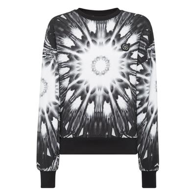 Sweatshirt PLEIN SPORT "Optical Flower", Damen, Gr. S, schwarz (02, schwarz), Obermaterial: 100% Baumwolle, Sweatshirts Sweatshirt