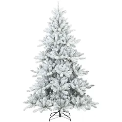 vidaXL Künstlicher Scharnier-Weihnachtsbaum schneebedeckt Weiß 180cm