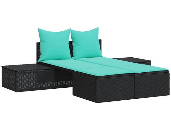 vidaXL - Dubbele - ligstoel - met - kussens\, - zwart - polyrotan