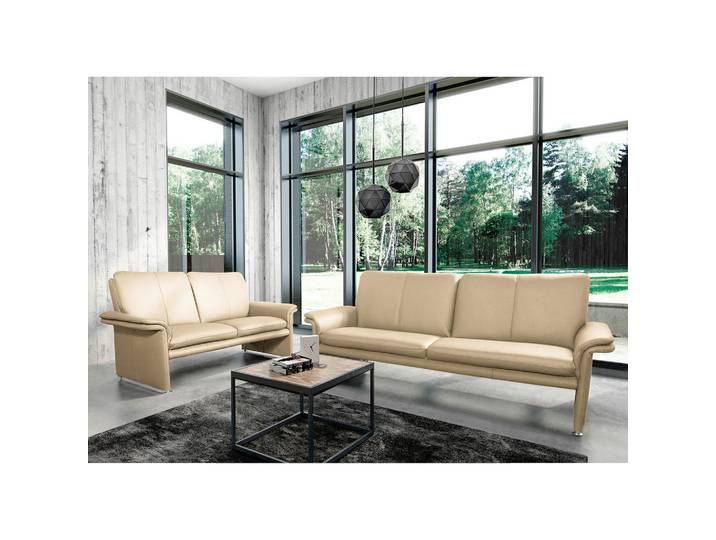 Livetastic 2-Sitzer-Sofa, Beige, Metall, Echtleder, Rindleder, 164x90x88 cm, Made in EU, Lederauswahl, Rücken echt, Wohnzimmer, Sofas & Couches, Ledersofas