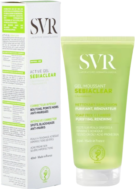 SVR Sebiaclear Active Gel 40ml + SVR Sebiaclear Gel Moussant 50ml Pack