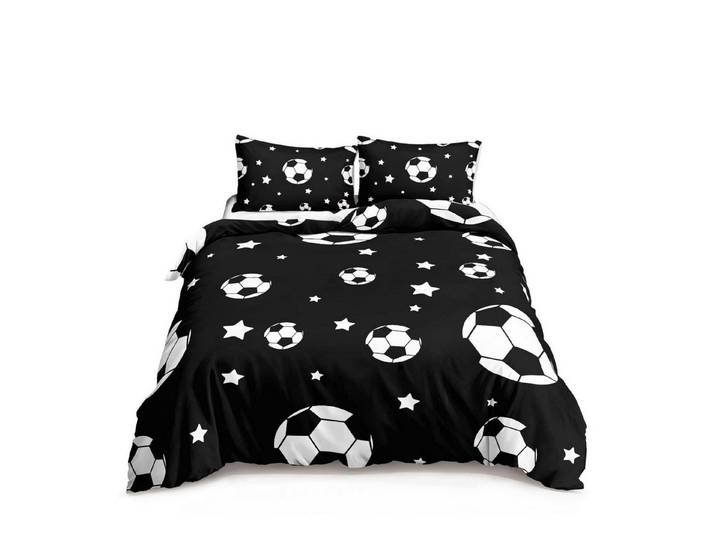 LuxusKollektion Kinderbettwäsche Bettwäsche Fußball 135x200cm Schwarz