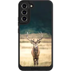 Nivocase Handyhülle für Samsung Galaxy S22+ Hülle NIVOpure Case Schwarz Hirsch Wald Wiese (Samsung Galaxy S22+), Smartphone Hülle, Schwarz
