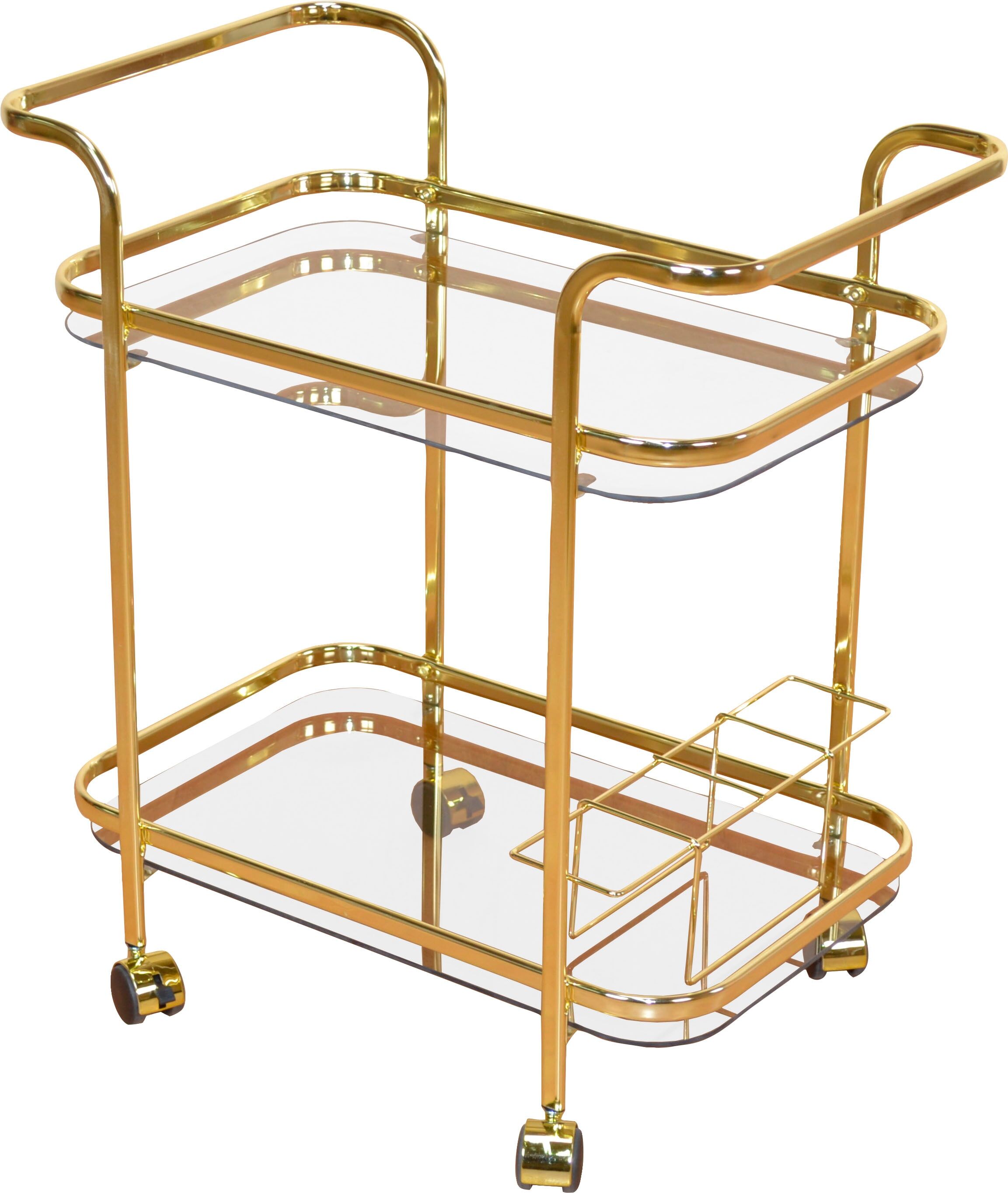 Servierwagen HOME AFFAIRE, gold (goldfarben), B:69cm H:75cm T:44cm, Metall, Rollwagen, Servierwagen goldfarben B/H/T: 69cm x 75cm x 44cm