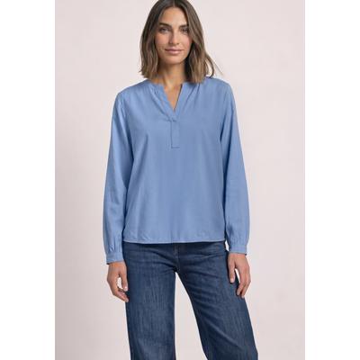 Langarmbluse STREET ONE, Damen, Gr. 34, blau (northern blau), Stoff, 100% Viskose, unifarben, normal normal, Rundhals, Bündchen, Blusen, aus softer Viskose