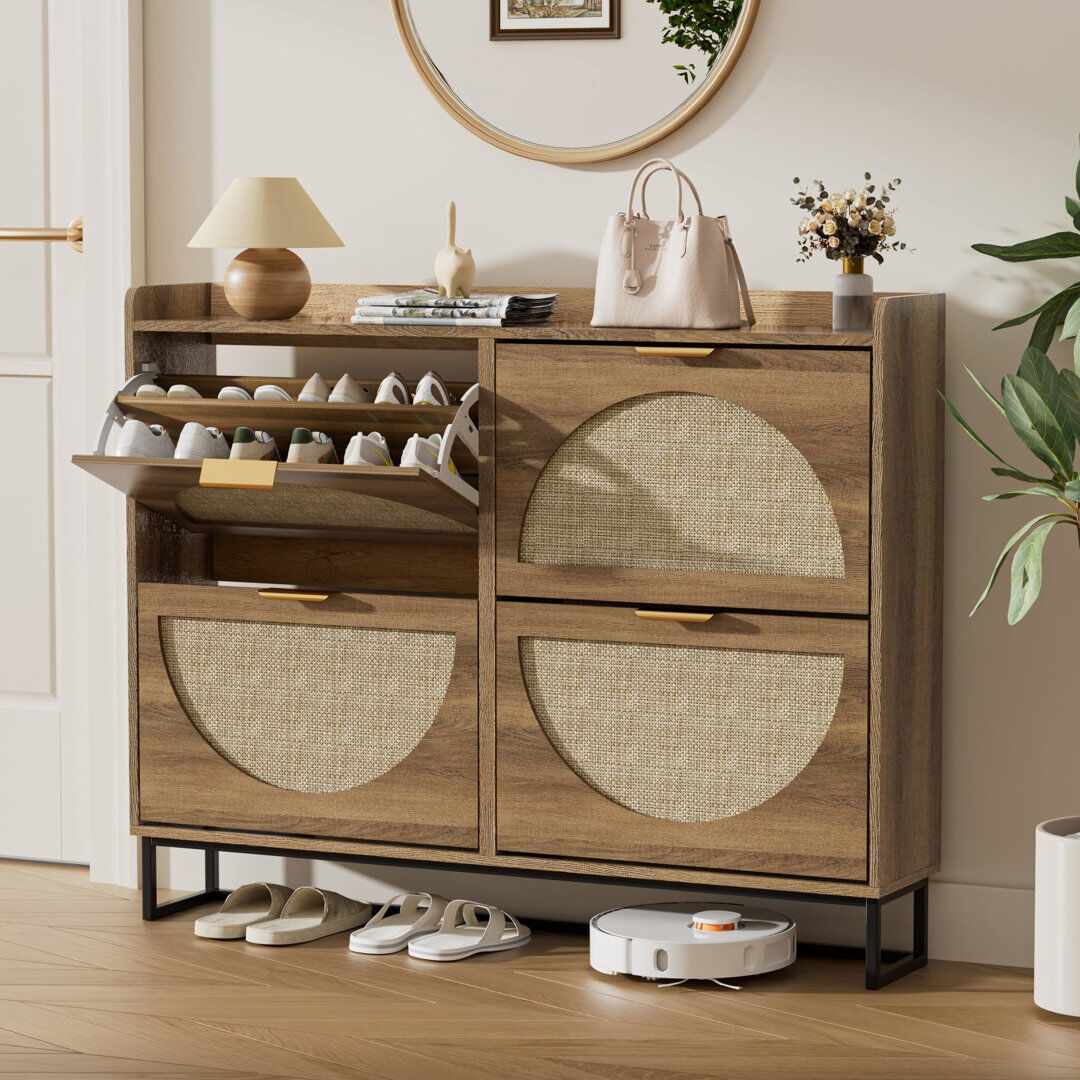 Brayden Studio 20 Pair Shoe Storage Cabinet Rattan 20