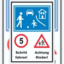 HB-Druck Spielstraße Schrittfahren Achtung Kinder Aufkleber A6 (105x148mm)