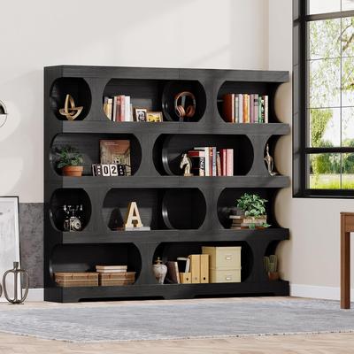 YUZHOU 71-Inch Tall Bookcase, 4-Tier S-Shaped Modern Storage Shelf