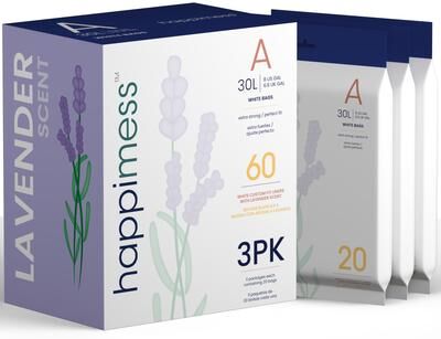 happimess 8-Gallon (30L) Drawstring Trash Can Liner, Clear (60-Count, 3-Packs of 20 Liners)