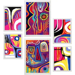 POSTER Set Mit 6 Gotisch Laut In Liebhaber Abstrakt A3 & A4 Weißer Rahmen