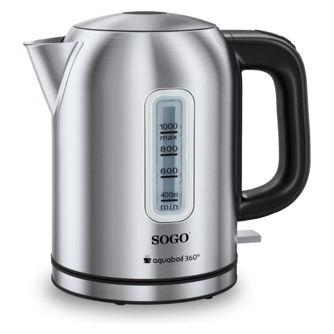 Sogo Cordless Stainless Steel Electric Kettle Safety Auto/Manual (1 l) (SOGO022)